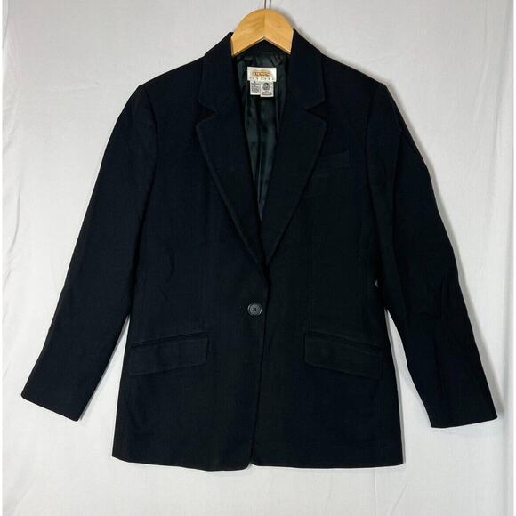 Vintage Talbots 100% Pure New Wool Blazer Size 6 Petite Single Button Black - Picture 2 of 13